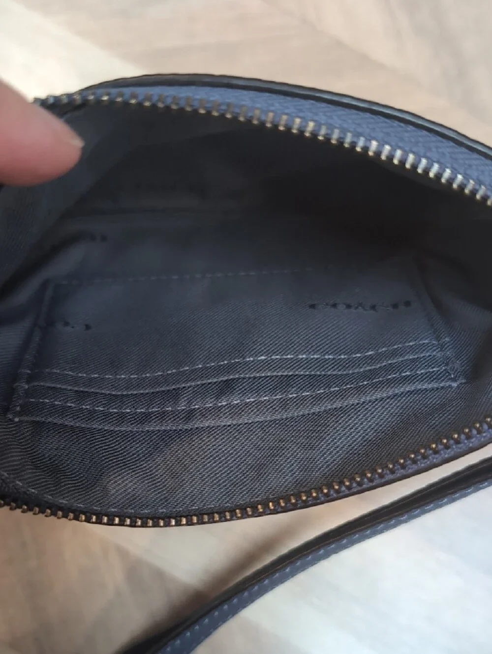 Coach Pebbled Leather Wristlet in Slate Blue